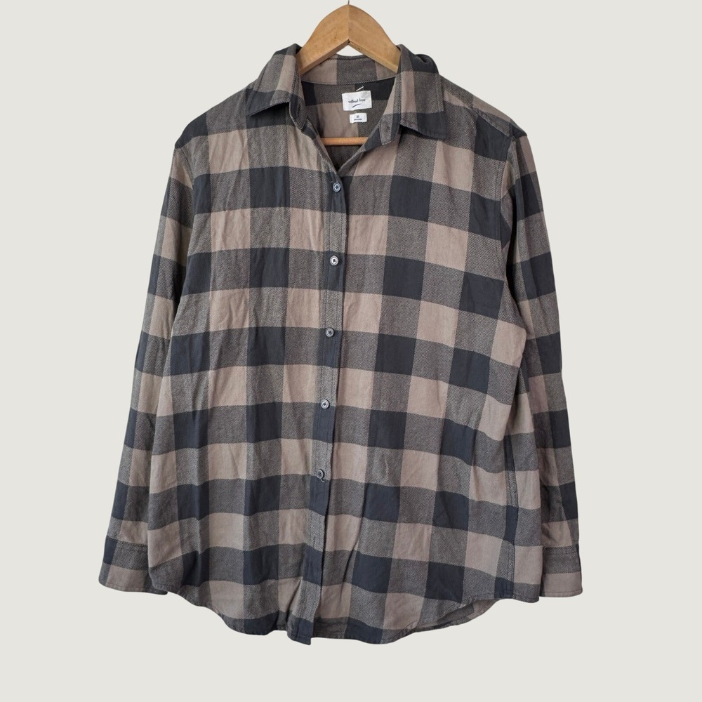 Wilfred Free Plaid Flannel Shirt XS Brown Black Buffalo Check Grunge Gorpcore